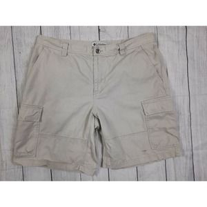 Columbia Cargo Shorts Mens Large Khaki Cotton 36 Hiking Outdoors 36x8.5
